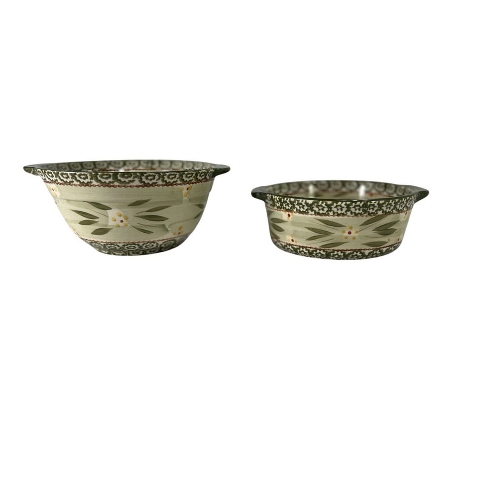 Temp-tations‎ Ovenware Old World Green 1.5 & 1 Quart Casserole Dishes Lot of 2